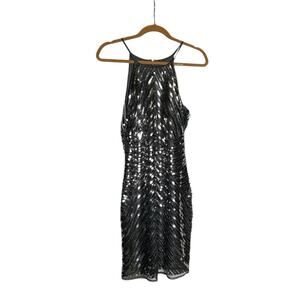 Lulus Silver Ace of Spades Gunmetal Sequin Bodycon Mini Dress Size Small